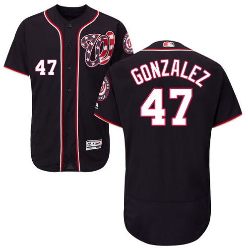 Nationals #47 Gio Gonzalez Navy Blue Flexbase Authentic Collection Stitched MLB Jersey - Click Image to Close